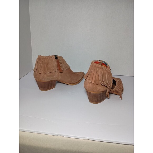 Dingo Tangles Western Bootie Women 7.5M Tan Suede Camel Beige Fringe Pull-on 7.5 - Picture 12 of 16